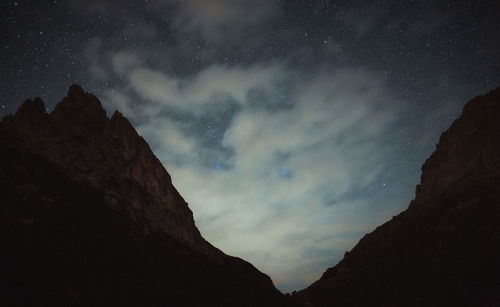 Scenic view of landscape against sky at night