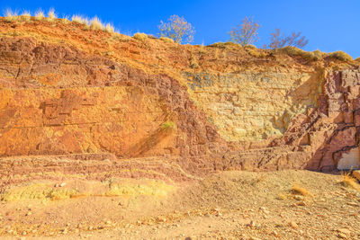 Rock formations on landscape against sky