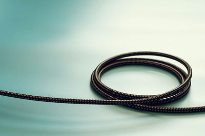 High angle view of ring on table against white background