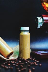 Close-up of glass jar on table