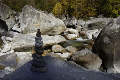 Close-up of rocks by water