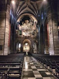 Interior of illuminated building