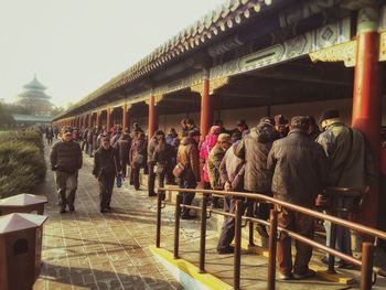 People walking in park