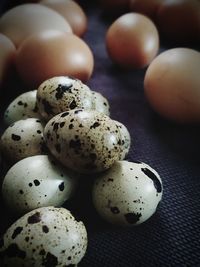 High angle view of eggs on table