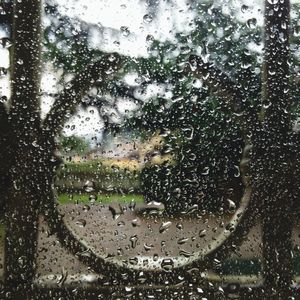 Close-up of water drops on glass