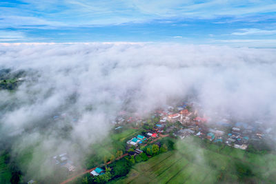 Morning mist in a rural village of nakhon phanom province, thailand.