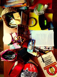 Close-up of books on table