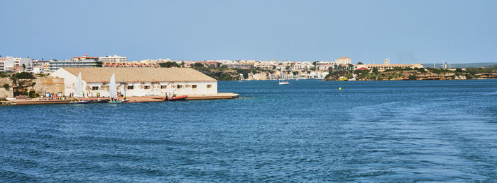 Cityscape of mahon capital city in menorca, spain