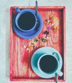 Close-up of coffee cup on table