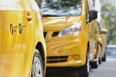 Close-up of yellow car