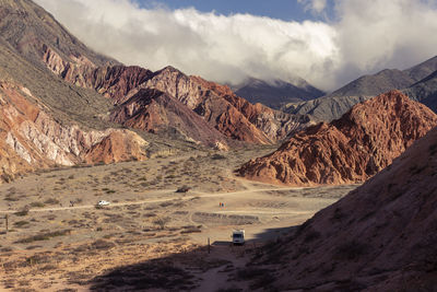 Scenic view of landscape and mountains against sky