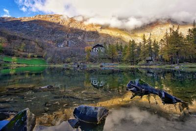 Scenic view of lake against mountain