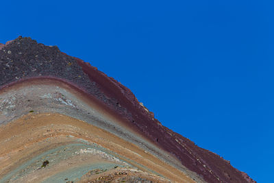 Low angle view of mountain against clear blue sky