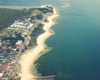 High angle view of coastal features