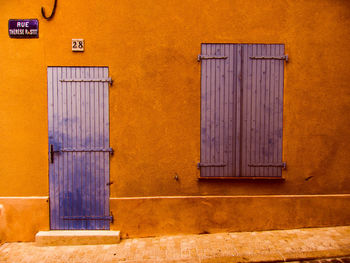 Closed door of building