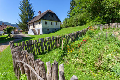 Traditional buildings of wood and rock in the village of kumrovec, birthplace of  tito, croatia