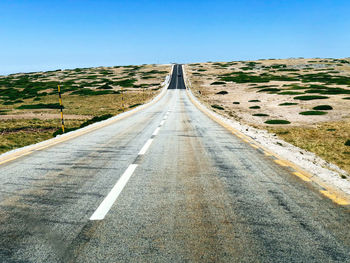 Road along landscape against clear sky