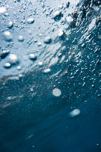 Close up of air bubbles under water