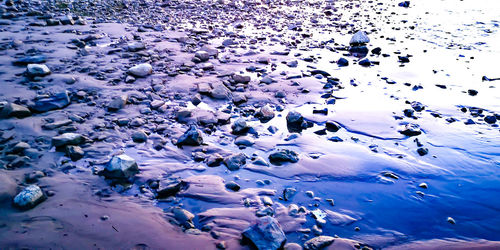 High angle view of frozen lake during winter