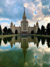 Reflection of buildings in lake
