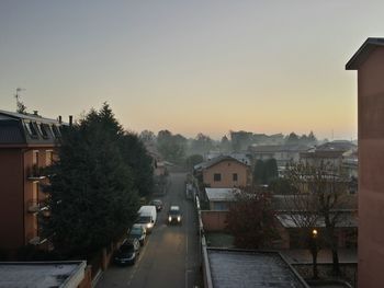 View of city at sunset
