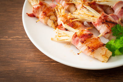 Close-up of food in plate on table