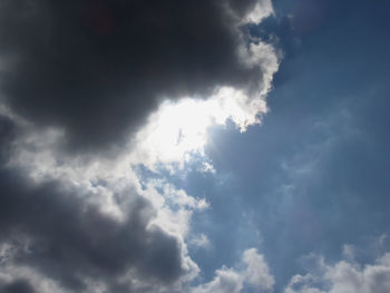 Low angle view of sun in sky