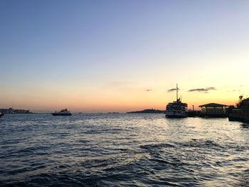 Scenic view of sea against sky during sunset