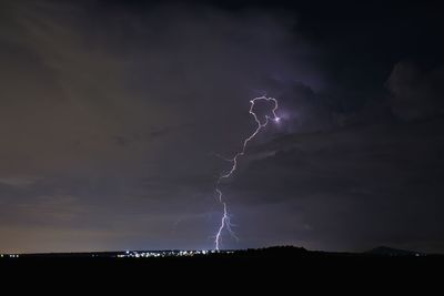 Lightning in sky at night