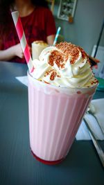 Close-up of ice cream on table