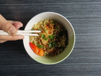 Directly above shot of person preparing food