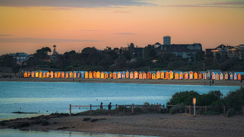 Scenic view of river against sky during sunset