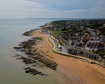 High angle view of beach against sky