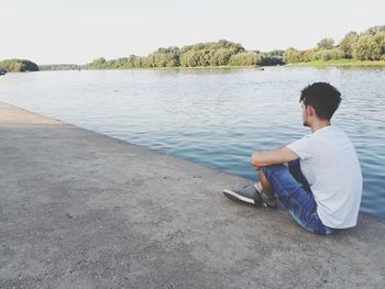 Man sitting in lake