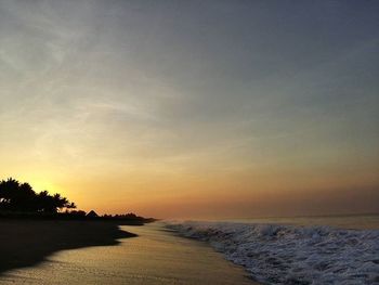 Scenic view of sea at sunset