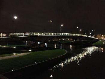 Bridge over river at night