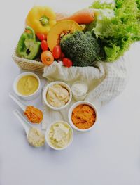 High angle view of fruits on table