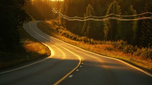 View of country road at night