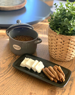 Close-up of food on table