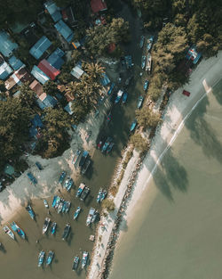 High angle view of crowd on city street