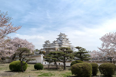 View of temple building against cloudy sky