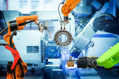 Close-up of machine part in factory