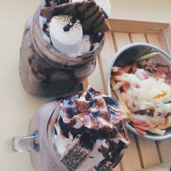 High angle view of dessert in plate