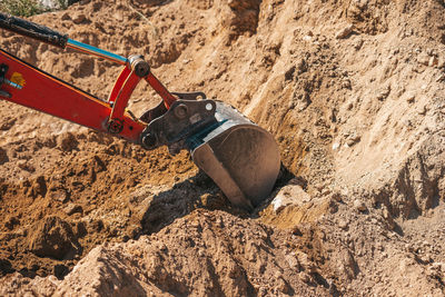 High angle view of hat on rock