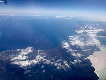 Aerial view of sea against sky during winter