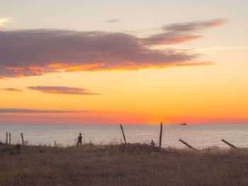 Scenic view of beach during sunset