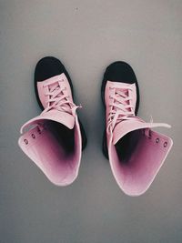 High angle view of shoes on floor