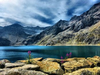 Scenic view of lake against mountains