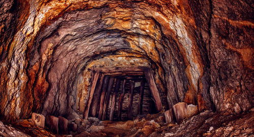 Old abandoned copper and gold underground tunnel mine