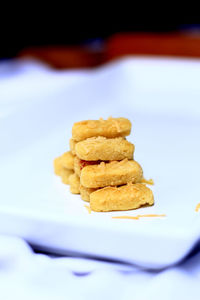 Close-up of dessert in plate on table